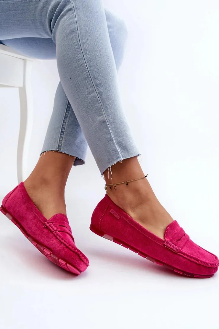 Big Star Shoes Loafersy Damskie|Mokasyny Damskie Zamszowe*Mokasyny Damskie Eko Zamszowe Big Star NN274934 Memory Foam System Fuksja