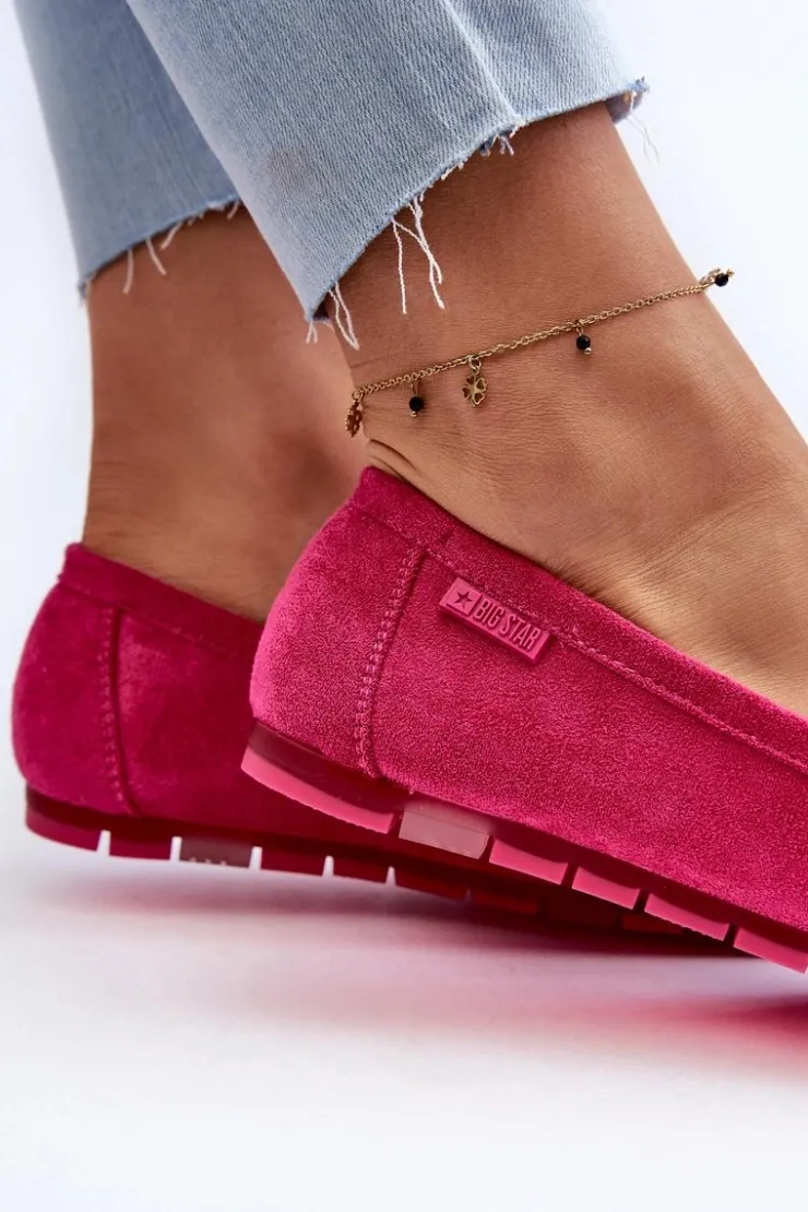 Big Star Shoes Loafersy Damskie|Mokasyny Damskie Zamszowe*Mokasyny Damskie Eko Zamszowe Big Star NN274934 Memory Foam System Fuksja