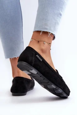 Damskie Big Star Shoes Mokasyny Damskie Eko Zamszowe Big Star NN274929 Memory Foam System Czarne