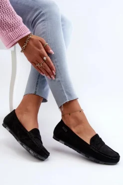 Damskie Big Star Shoes Mokasyny Damskie Eko Zamszowe Big Star NN274929 Memory Foam System Czarne