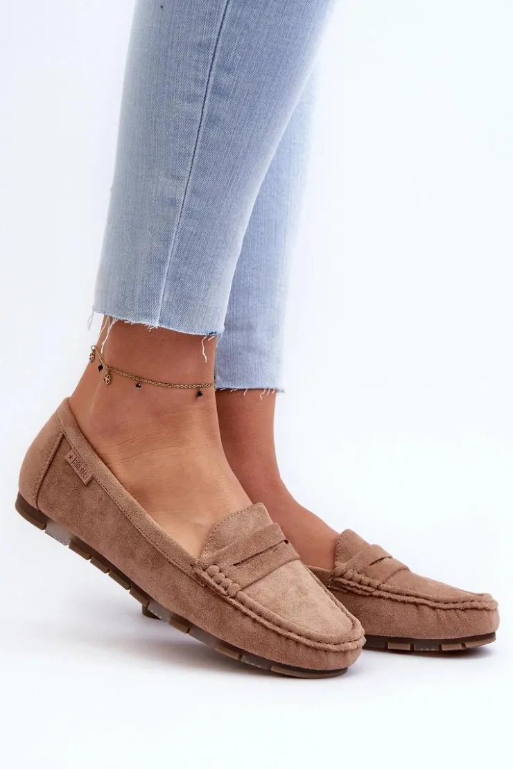 Big Star Shoes Loafersy Damskie|Mokasyny Damskie Zamszowe*Mokasyny Damskie Eko Zamszowe Big Star NN274930 Memory Foam System Beżowe