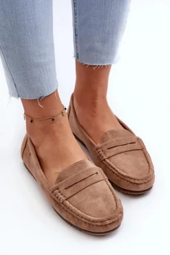 Big Star Shoes Loafersy Damskie|Mokasyny Damskie Zamszowe*Mokasyny Damskie Eko Zamszowe Big Star NN274930 Memory Foam System Beżowe