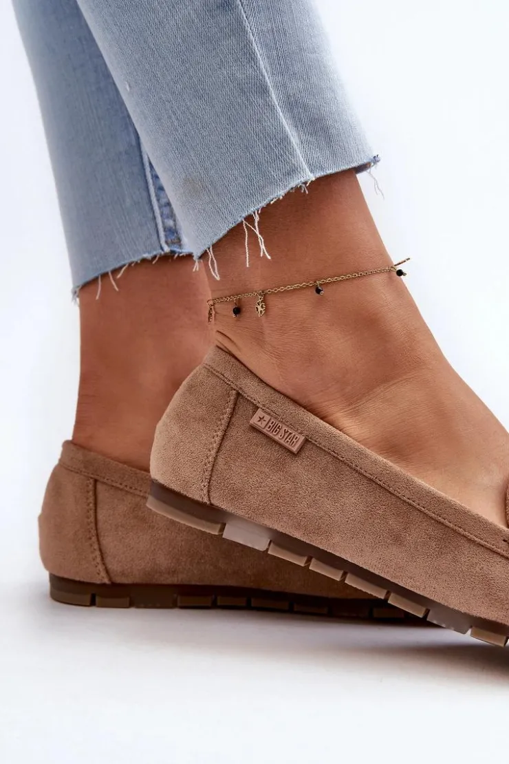 Big Star Shoes Loafersy Damskie|Mokasyny Damskie Zamszowe*Mokasyny Damskie Eko Zamszowe Big Star NN274930 Memory Foam System Beżowe
