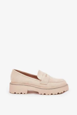 Damskie Boto Mokasyny Damskie Eko Zamszowe Z Cyrkoniami Beżowe Wilamla