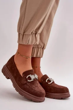 Boto Mokasyny Damskie Zamszowe*Mokasyny Damskie Eko Zamszowe Z Ozdobą Brązowe Wistera