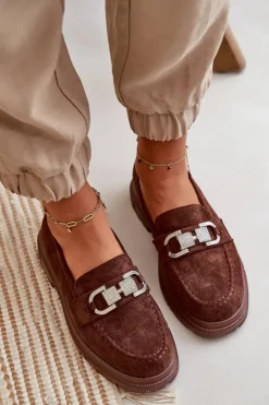 Boto Mokasyny Damskie Zamszowe*Mokasyny Damskie Eko Zamszowe Z Ozdobą Brązowe Wistera