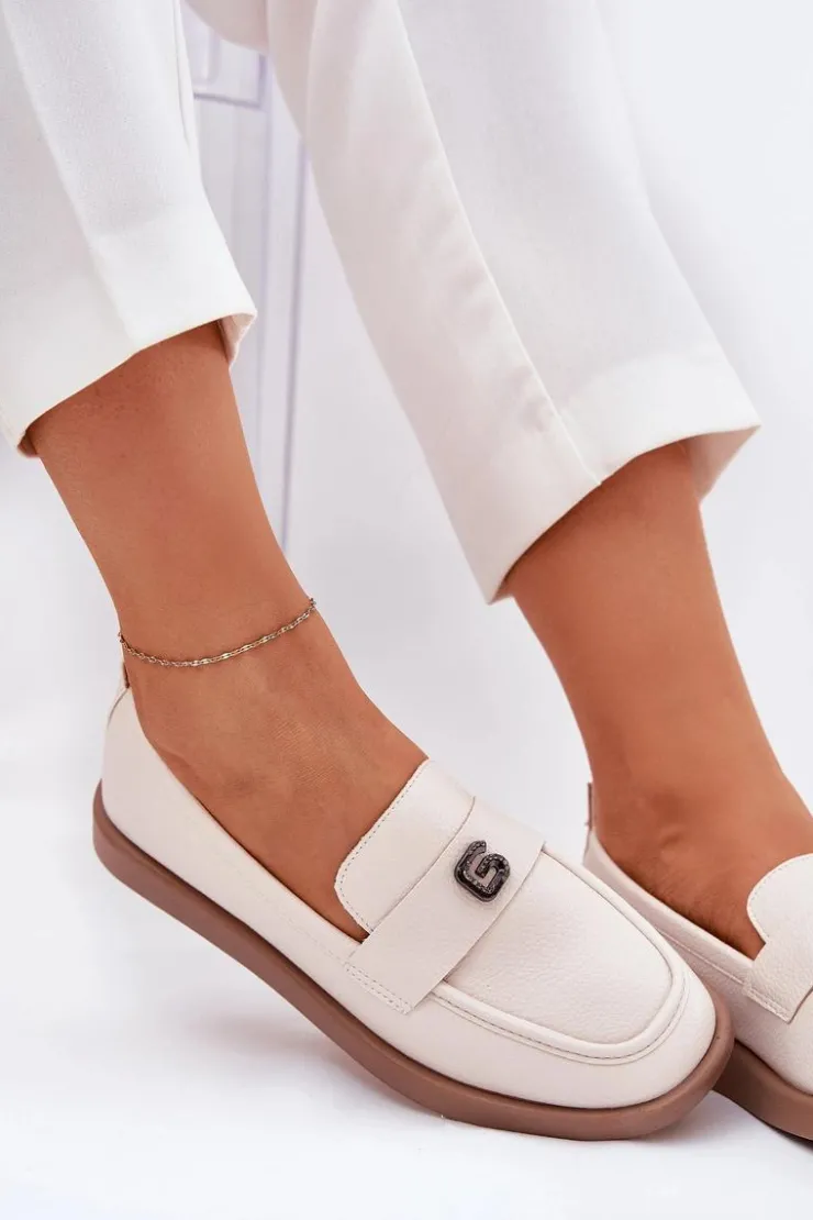 Damskie Buty damskie Vinceza Mokasyny Damskie Eleganckie Z Ozdobnym Małym Detalem Vinceza 62208 Beżowe