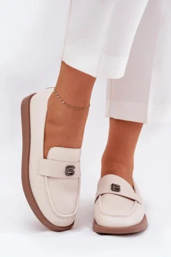 Damskie Buty damskie Vinceza Mokasyny Damskie Eleganckie Z Ozdobnym Małym Detalem Vinceza 62208 Beżowe