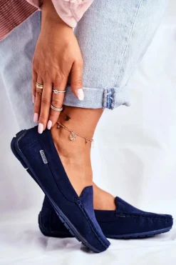 Evento Loafersy Damskie|Mokasyny Damskie Zamszowe*Mokasyny Damskie Granatowe Zamszowe Morreno Niebieski