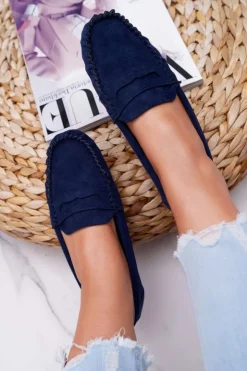 Boto Mokasyny Damskie Zamszowe*Mokasyny Damskie Granatowe Zamszowe Bolero