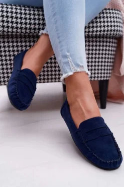 Boto Mokasyny Damskie Zamszowe*Mokasyny Damskie Granatowe Zamszowe Bolero