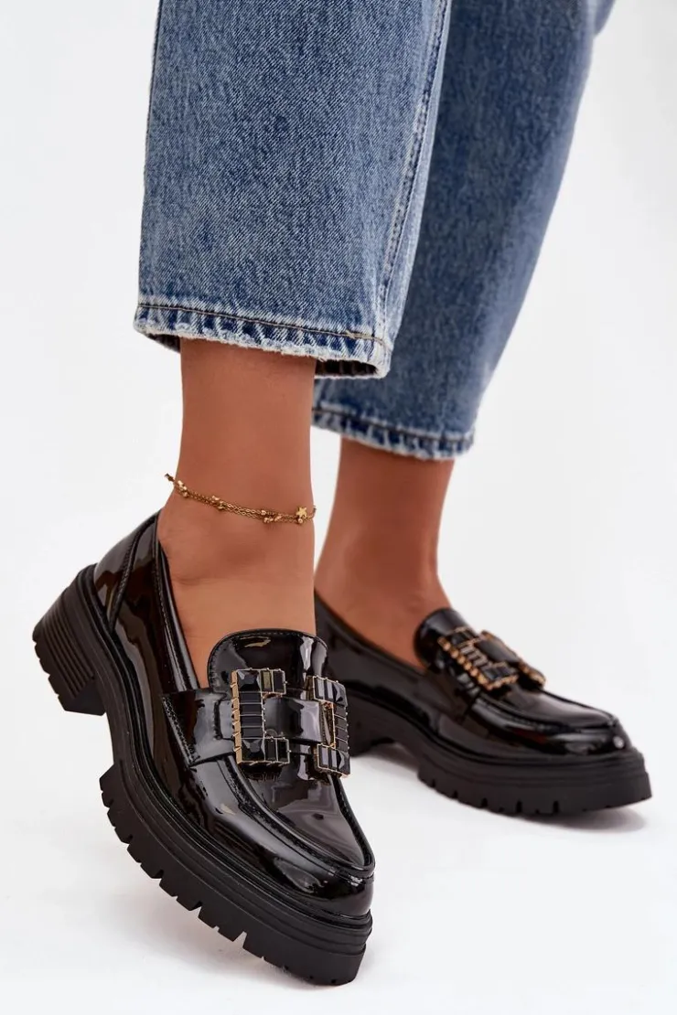 Boto Mokasyny Damskie Lakierowane|Mokasyny Damskie Skórzane*Mokasyny Damskie Lakierowane Z Ozdobą Czarne Ysandra