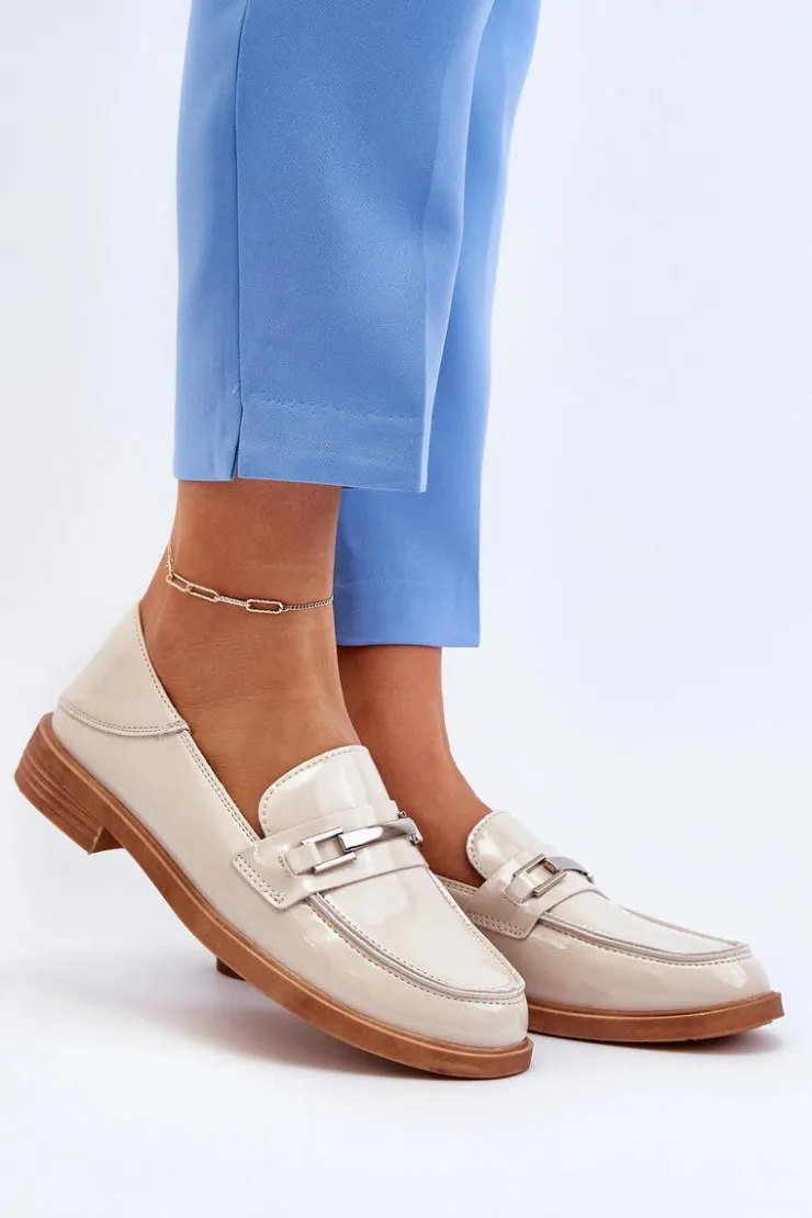 Damskie Buty damskie Vinceza Mokasyny Damskie Lakierowane Beżowe Nurea