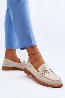 Damskie Buty damskie Vinceza Mokasyny Damskie Lakierowane Beżowe Nurea