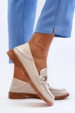 Damskie Buty damskie Vinceza Mokasyny Damskie Lakierowane Beżowe Nurea