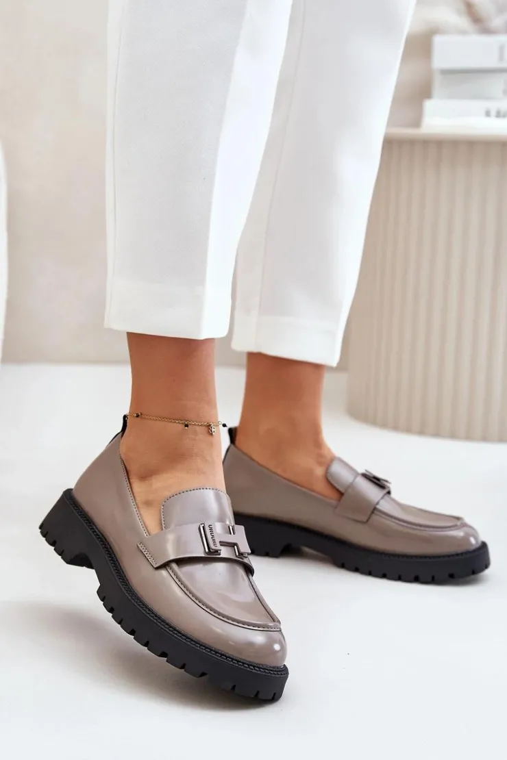 Damskie Buty damskie Vinceza Mokasyny Damskie Lakierowane Vinceza 62187 Szare