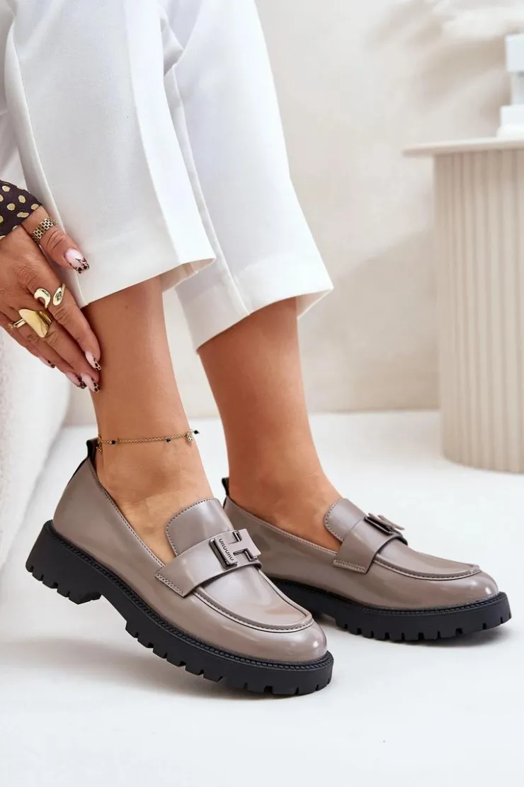 Damskie Buty damskie Vinceza Mokasyny Damskie Lakierowane Vinceza 62187 Szare