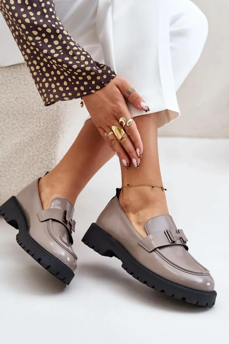 Damskie Buty damskie Vinceza Mokasyny Damskie Lakierowane Vinceza 62187 Szare