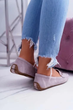 Boto Mokasyny Damskie Zamszowe*Mokasyny Damskie Lekkie Eko-zamsz Lila Róż Think