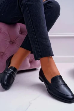 Boto Mokasyny Damskie Skórzane*Mokasyny Damskie Loafery Lordsy Czarne Tenes