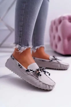 Damskie Boto Mokasyny Damskie Lu Boo Wygodne Szare Plummy