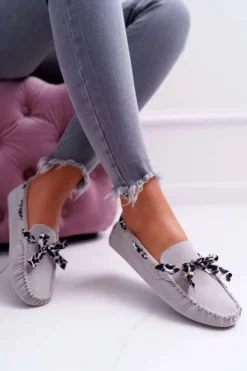 Damskie Boto Mokasyny Damskie Lu Boo Wygodne Szare Plummy