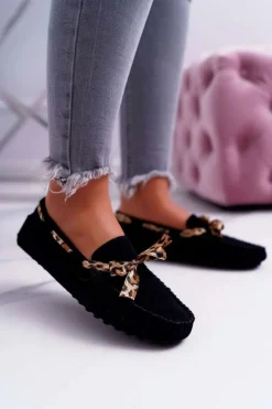 Hot Boto Mokasyny Damskie Lu Boo Wygodne Czarne Plummy