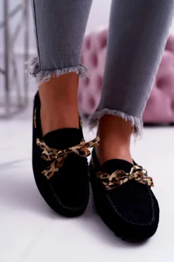 Hot Boto Mokasyny Damskie Lu Boo Wygodne Czarne Plummy