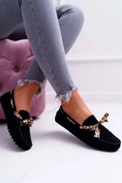 Hot Boto Mokasyny Damskie Lu Boo Wygodne Czarne Plummy