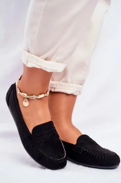 Online Boto Mokasyny Damskie Materiałowe Czarne Panay