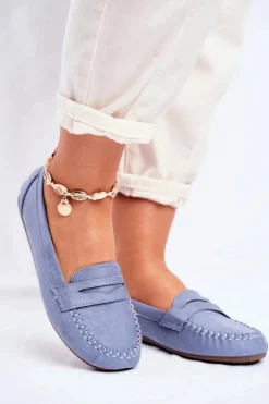 Damskie Boto Mokasyny Damskie Materiałowe Niebieskie Panay