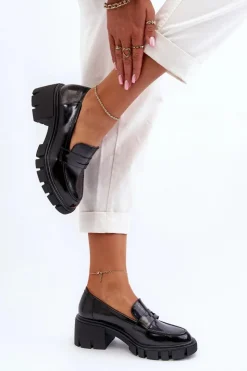 Damskie Big Star Shoes Mokasyny Damskie Na Masywnym Obcasie Big Star NN274055 Czarne