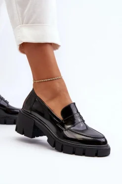 Damskie Big Star Shoes Mokasyny Damskie Na Masywnym Obcasie Big Star NN274055 Czarne