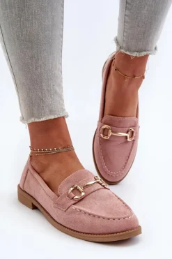 Sale Boto Mokasyny Damskie Na Płaskim Obcasie Z Ozdobą Różowe Aviole