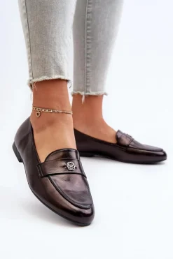 Sale Evento Mokasyny Damskie Na Płaskim Obcasie Czarne Sylvaine