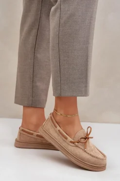 Boto Loafersy Damskie|Mokasyny Na Platformie*Mokasyny Damskie Na Płaskiej Podeszwie Beżowe Timannie