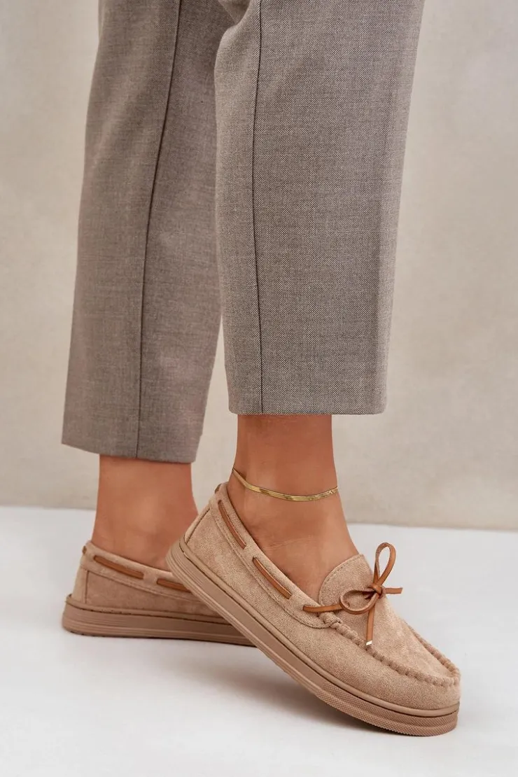 Boto Loafersy Damskie|Mokasyny Na Platformie*Mokasyny Damskie Na Płaskiej Podeszwie Beżowe Timannie