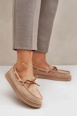 Boto Loafersy Damskie|Mokasyny Na Platformie*Mokasyny Damskie Na Płaskiej Podeszwie Beżowe Timannie