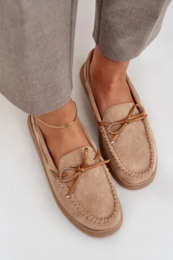 Boto Loafersy Damskie|Mokasyny Na Platformie*Mokasyny Damskie Na Płaskiej Podeszwie Beżowe Timannie