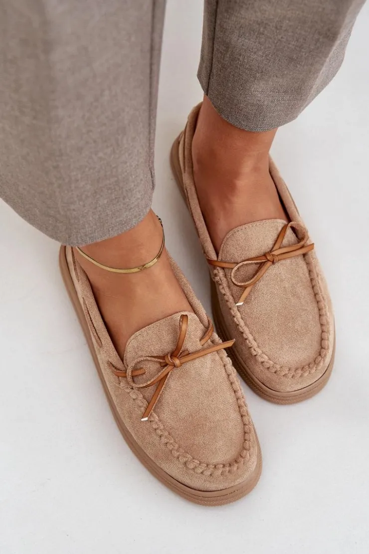 Boto Loafersy Damskie|Mokasyny Na Platformie*Mokasyny Damskie Na Płaskiej Podeszwie Beżowe Timannie