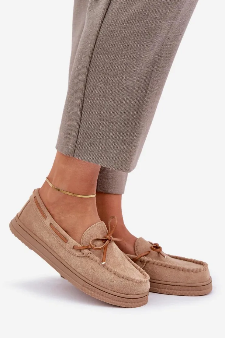 Boto Loafersy Damskie|Mokasyny Na Platformie*Mokasyny Damskie Na Płaskiej Podeszwie Beżowe Timannie