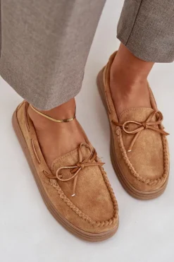 Damskie Boto Mokasyny Damskie Na Płaskiej Podeszwie Camel Timannie