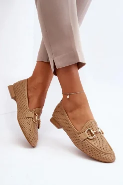 Damskie Boto Mokasyny Damskie Na Płaskim Obcasie Z Ozdobą Camel Iluvana