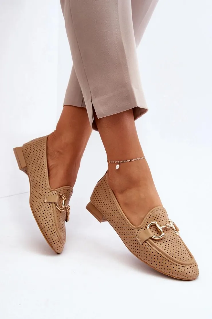 Damskie Boto Mokasyny Damskie Na Płaskim Obcasie Z Ozdobą Camel Iluvana