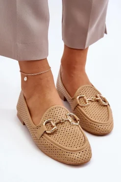 Damskie Boto Mokasyny Damskie Na Płaskim Obcasie Z Ozdobą Camel Iluvana