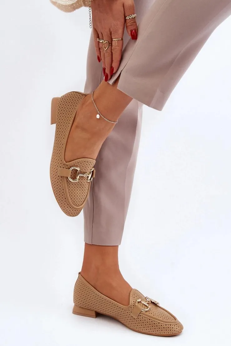 Damskie Boto Mokasyny Damskie Na Płaskim Obcasie Z Ozdobą Camel Iluvana