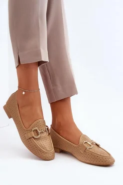 Damskie Boto Mokasyny Damskie Na Płaskim Obcasie Z Ozdobą Camel Iluvana