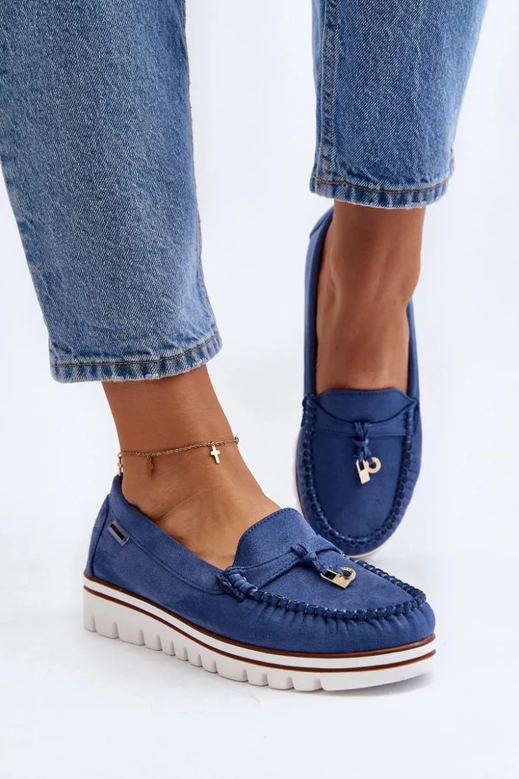 Boto Loafersy Damskie|Mokasyny Na Platformie*Mokasyny Damskie Na Platformie Niebieskie Railav