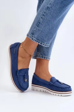Boto Loafersy Damskie|Mokasyny Na Platformie*Mokasyny Damskie Na Platformie Niebieskie Railav