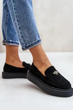 Boto Mokasyny Damskie Na Platformie Czarne Erithine